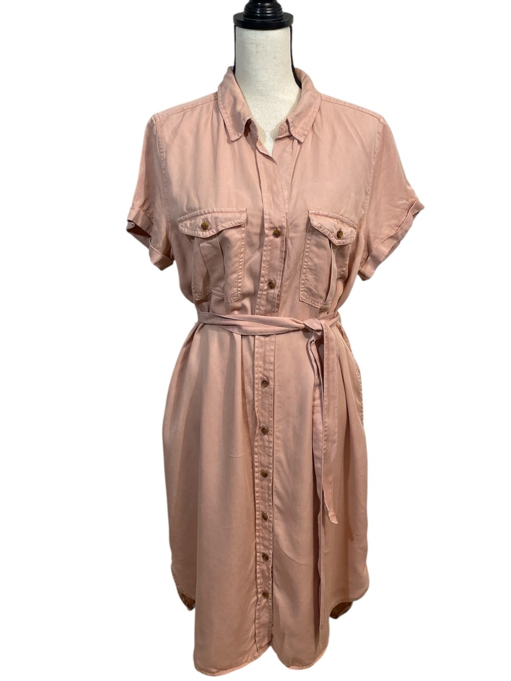 Teddi Rose Blush Pink Tencel Short Sleeve Shirtdress L